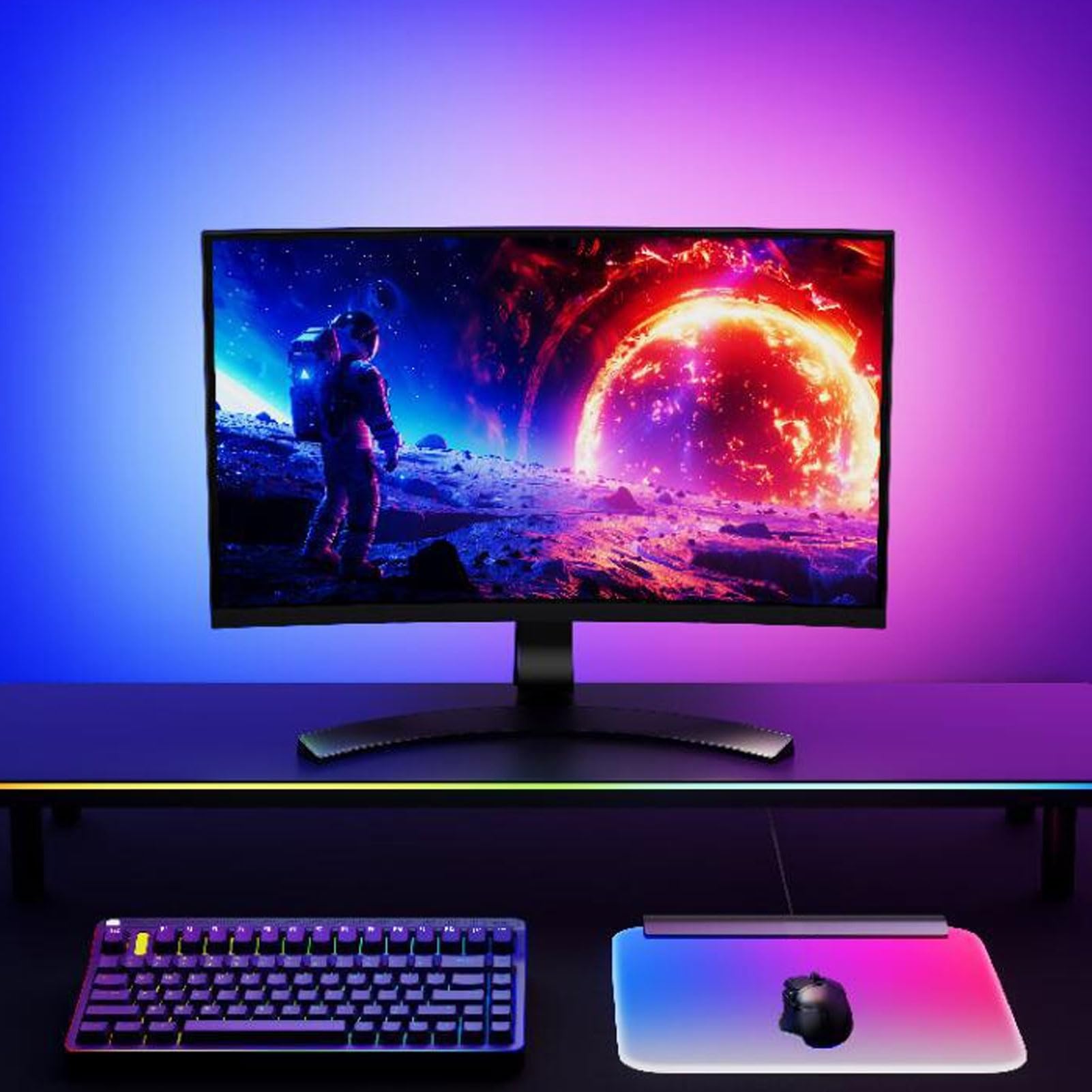 RGB Gaming Mouse Pad, Colorida Mat de Mouse USB LED 360 Mm X 308 Mm X 4.8 Mm, Modos de Múltiples Luz Mat de Teclado de Computadora sin Deslizamiento para Juegos Funcionamiento