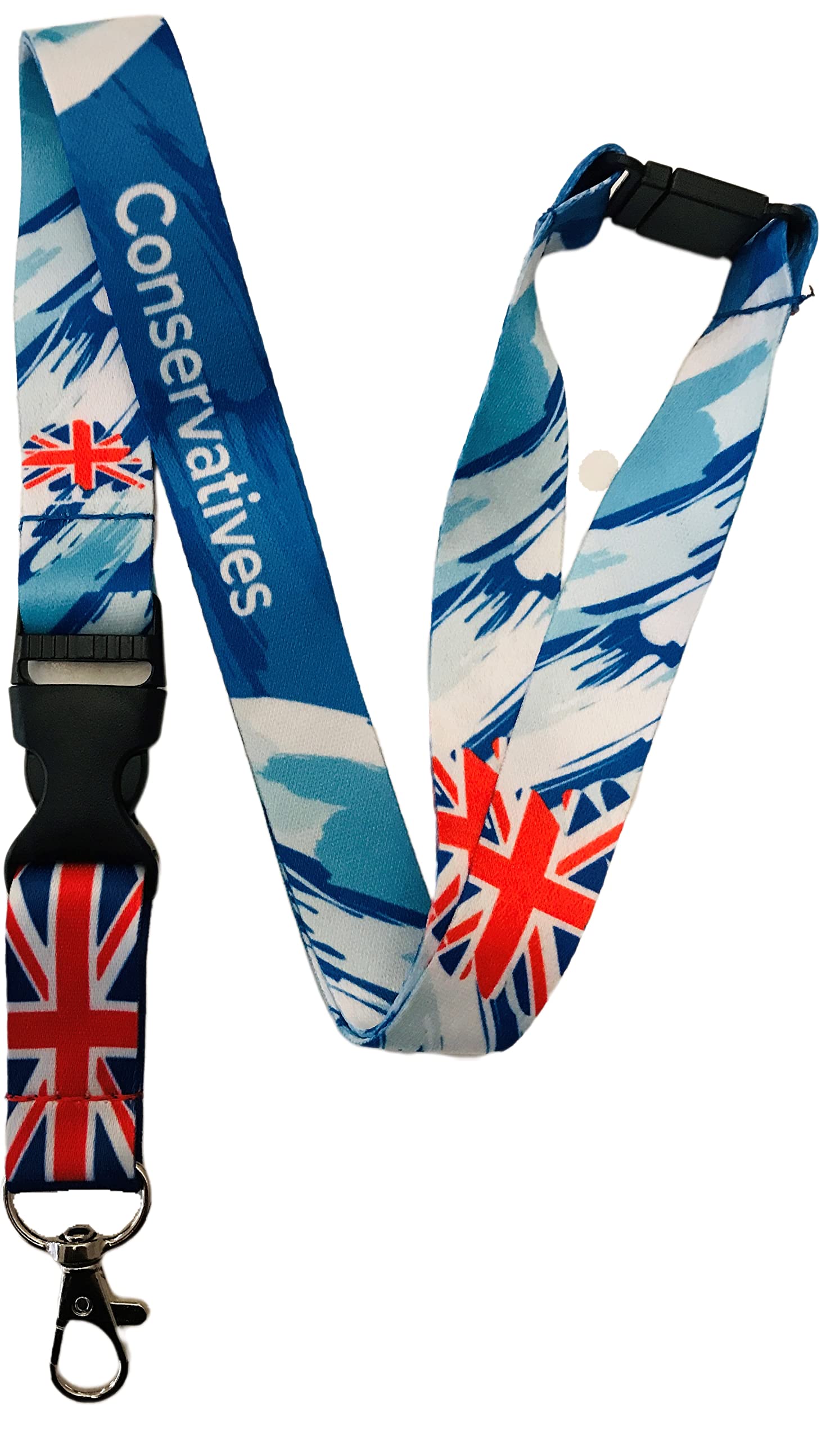 PAC Supplies Global 20MM Political Neck Lanyard With Safety Breakaway & Detachable Buckle Clip (Conservative Party, 5 Lanyards)