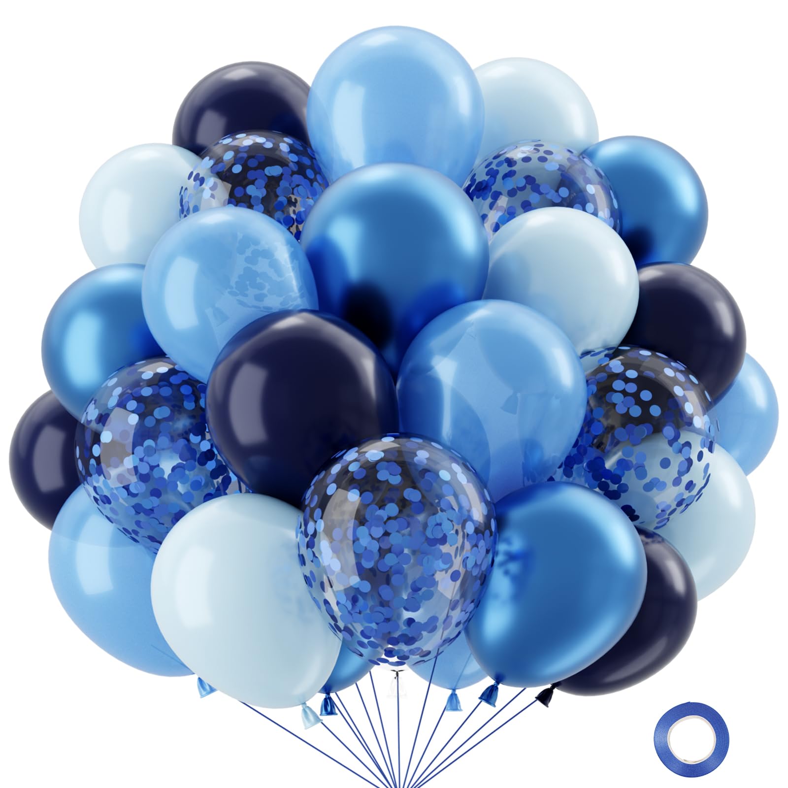 QIFU Navy Blue Balloons-52 Pearl Baby Metallic Light Dark Blue Navy Balloon,Latex Helium Party Balloons for Man Boys Birthday Decorations,Baby Shower,Graduation, Gender Reveal, Christening,Space Party — image 1