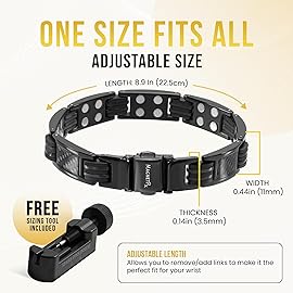 MagnetRX Magnetic Bracelets for Men - Effective Mens Magnetic Bracelet with Carbon Fiber Inlay - Adjustable Length with Included Sizing Tool (Black)