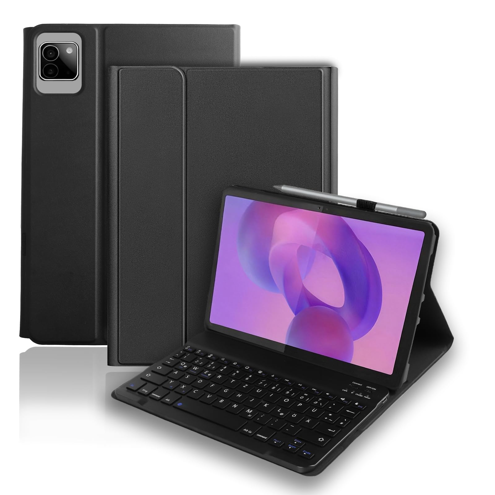 Funda con teclado para Lenovo Tab M11 (TB336ZU/TB336FU) 11 pulgadas 2025, funda con teclado Bluetooth para Lenovo Tab M11 - Funda con soporte para lápiz inalámbrico - Negro