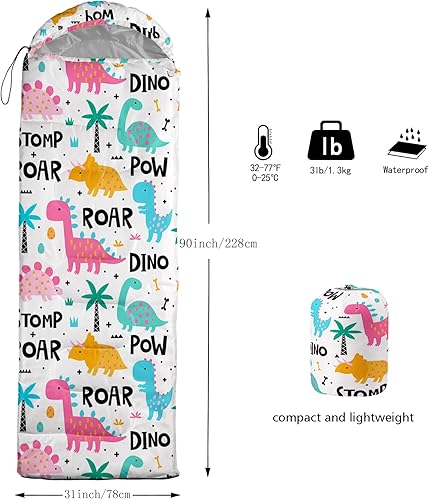 Miniatura 3 de Axolotl Saco de Dormir de Unicornio para Niños y Niñas Sacos de Dormir Ligeros Cálidos para Clima Frío, Saco de Dormir Portátil Impermeable con