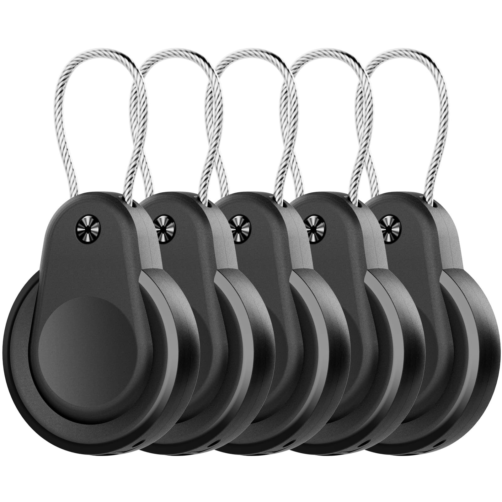5 Pack Airtag Holder - IPX8 Waterproof Airtag Keychain with Wire Cable, Anti-Scratch GPS Case for Apple Airtag, Durable Airtag Cover for Keys, Kids,