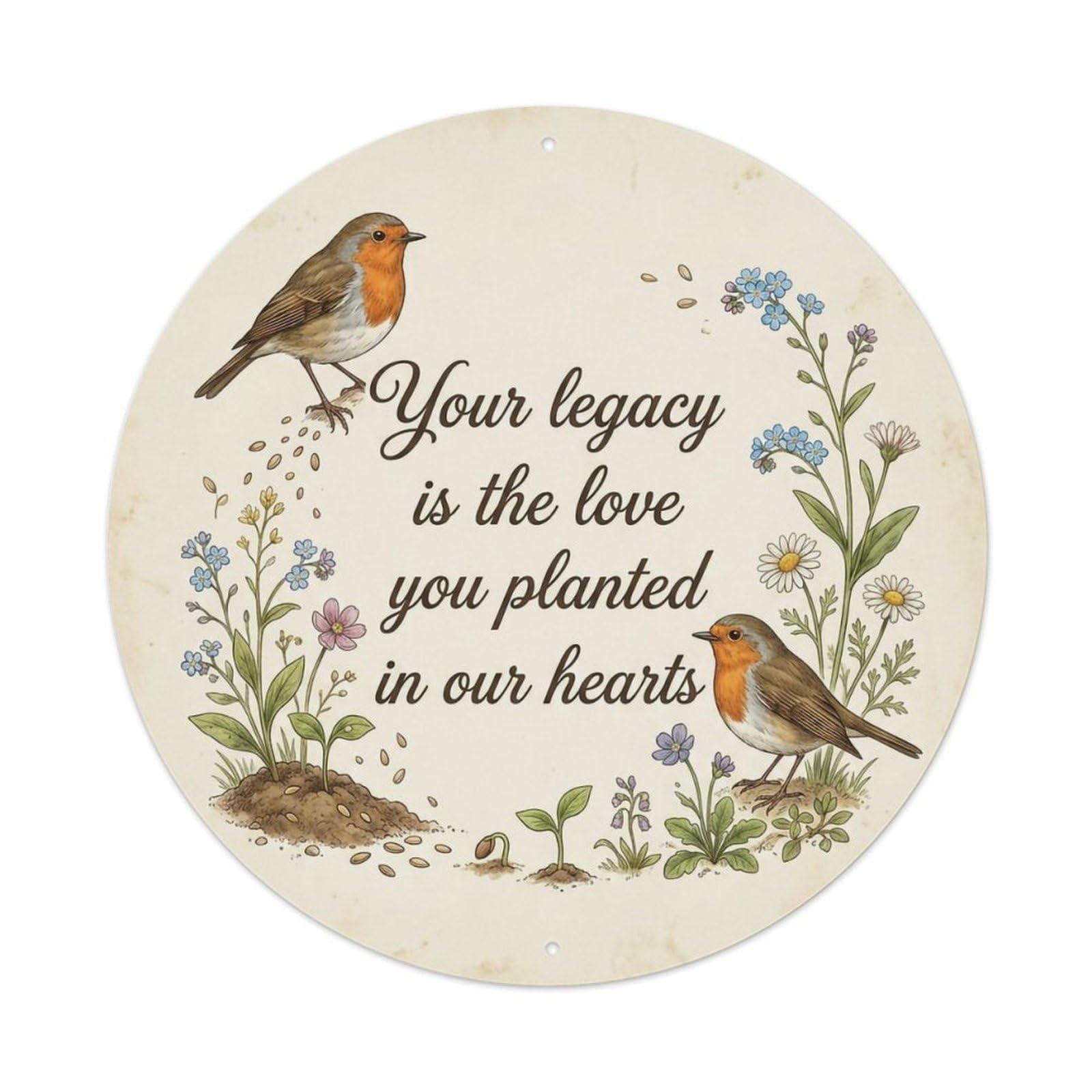 Metal Tin Sign European Robin Garden Sign Heaven Love Legacy Artwork