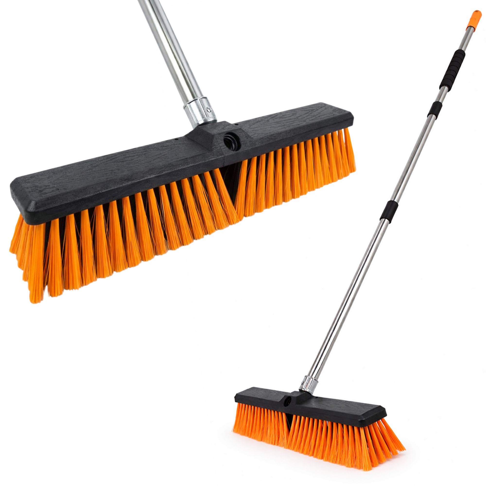 BH |18" Yard Brush | Garden Broom | Heavy Duty Outdoor Broom |1.7m-Adjustable Metal Handle | Stiff Hard Bristles | Suitable for Factories, Warehouses, Schools, Patio, Garage, Driveways - by Best House