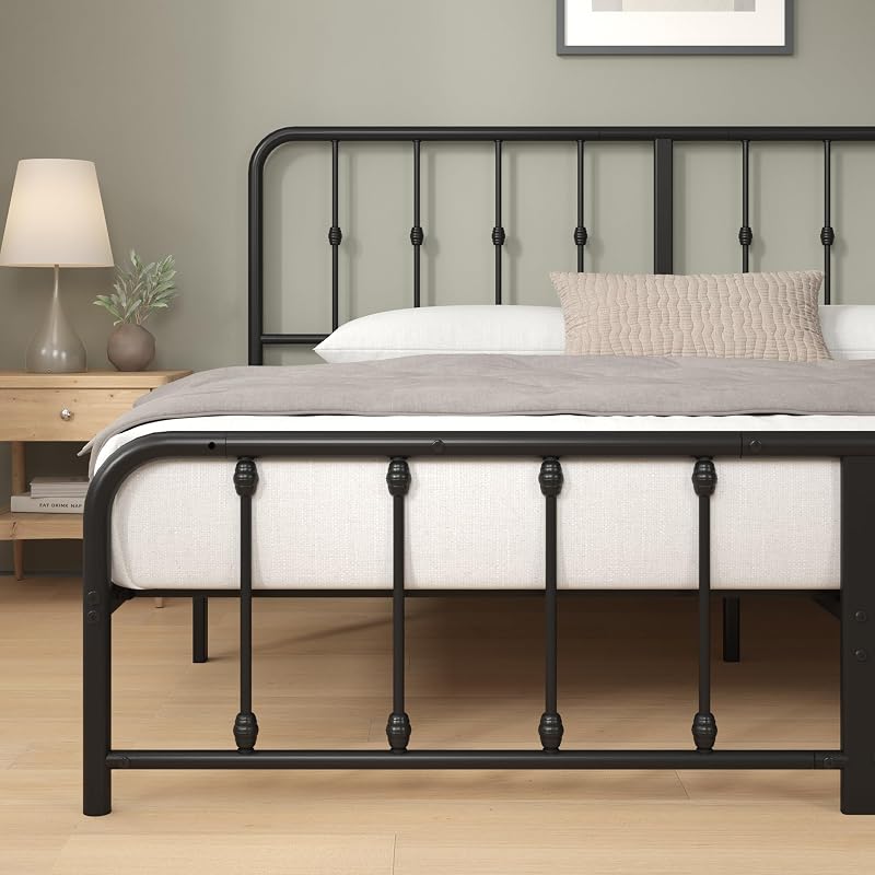 Zinus Leonardo Metal Platform Bed Frame, Victorian Spindle Headboard, King image 4