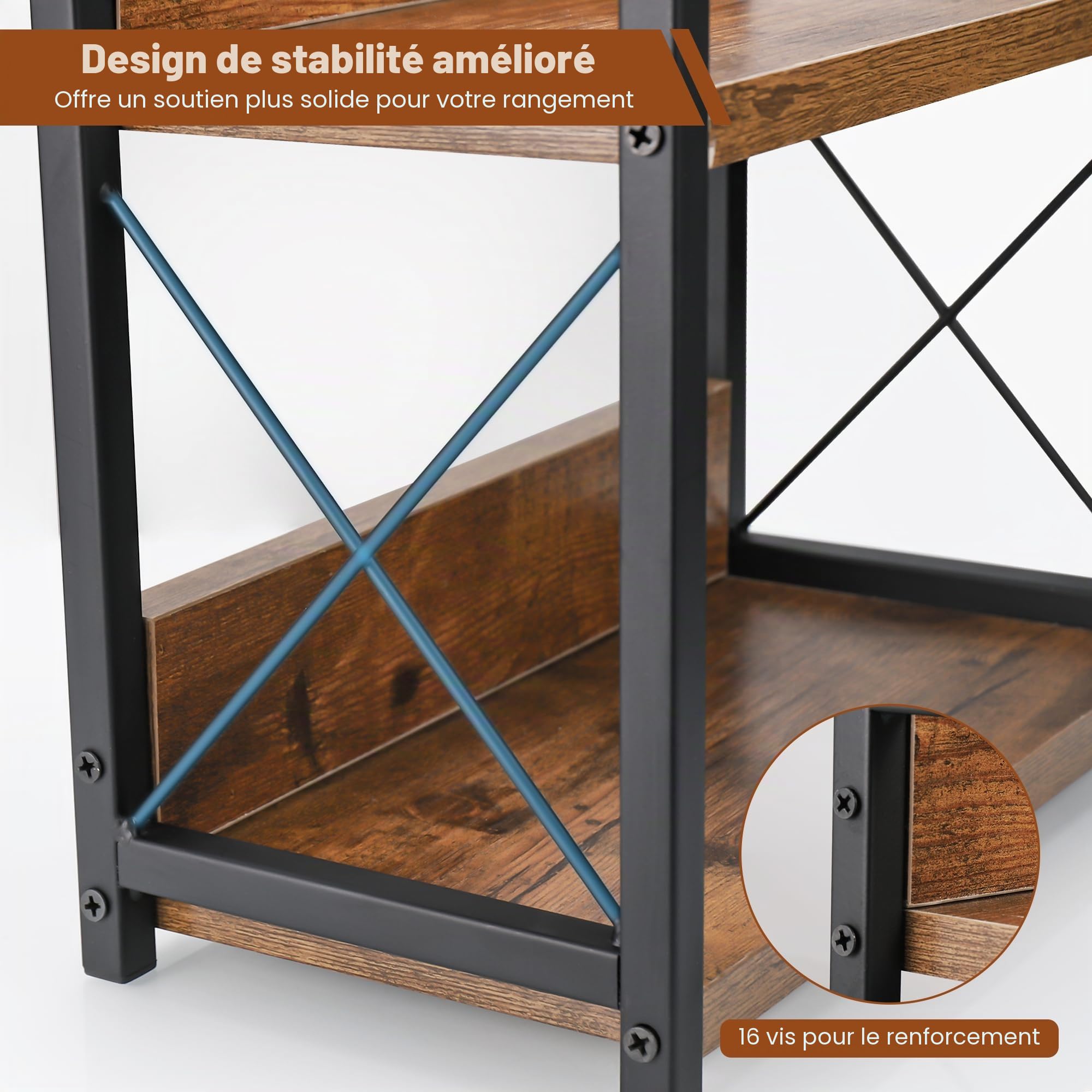 2 Étages Étagère à Épices, Étagère de Rangement de Cuisine, Organisateur de Bureau Multifonctionnel pour Salon, Salle à Manger, Bureau, Support à Épices Empilable pour Pots de Épices ou Canettes