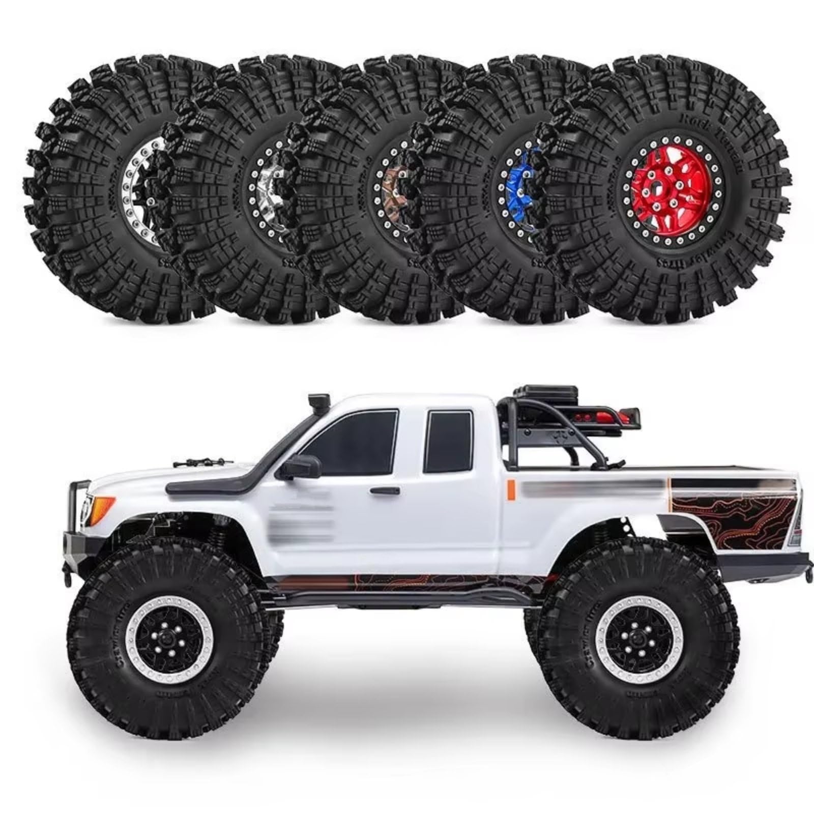 Ricambi Crawler RC Set Pneumatici Cerchioni Beadlock Gomma Metallica 120mm 1.9 Per Traxxas Per TRX4 D90 Per Assiale Per SCX10 II III Per MST 1/10 RC Parti Aggiornamenti Auto