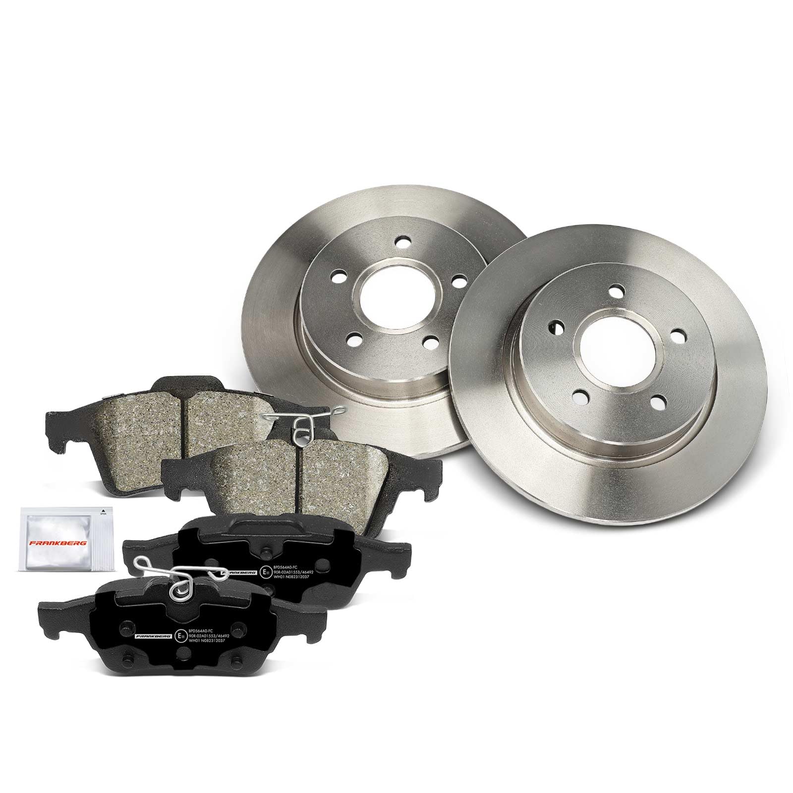 Frankberg Bremsensatz inkl. 2x Bremsscheiben + 4x Bremsbeläge Hinten Kompatibel mit Focus III Turnier Focus III Focus III Stufenheck Replace# 1683374, 1809458
