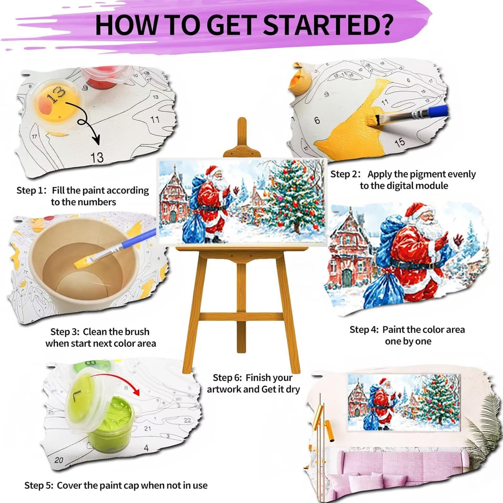 Malen nach Zahlen Kinder Festival, Malen Nach Zahlen Erwachsene, Geschenke für Mädchen Junge Bastelset, Malen nach Zahlen Winter | Malen nach Zahlen Ohne Rahmen, (60x120cm) Bastelset Erwachsene 9-9