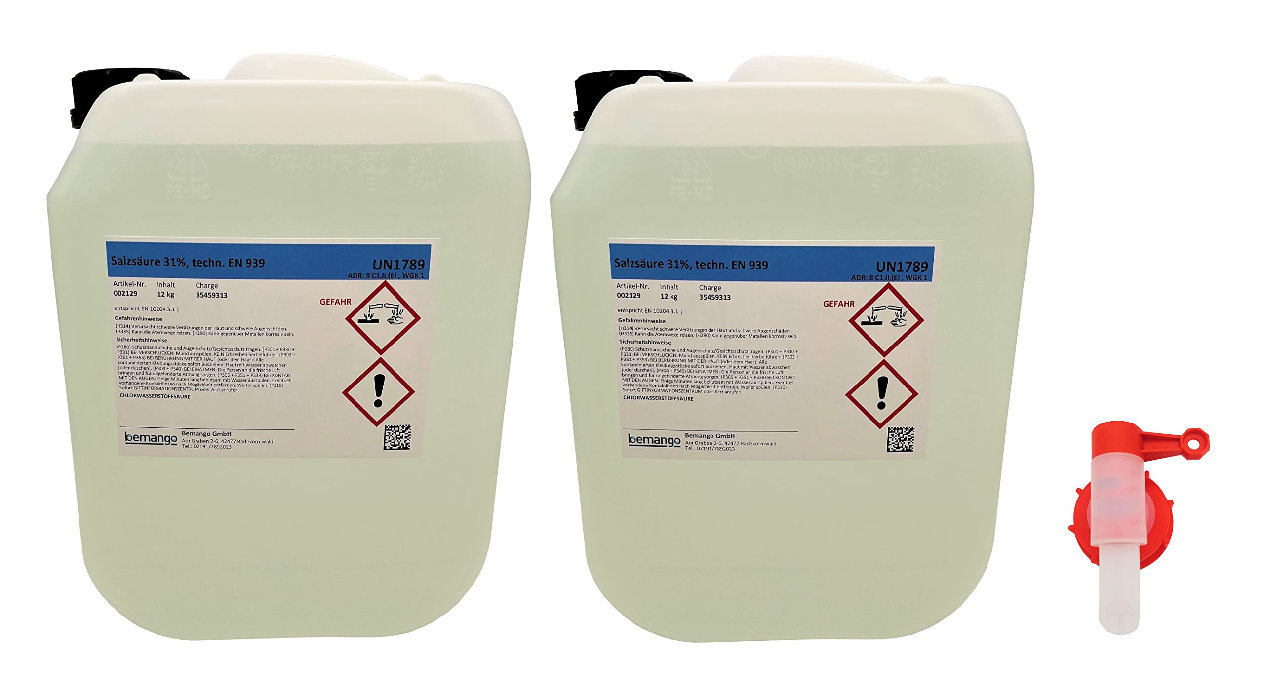 Salzsäure 31% (Chlorwasserstoffsäure), 2x10 Liter (20 L)