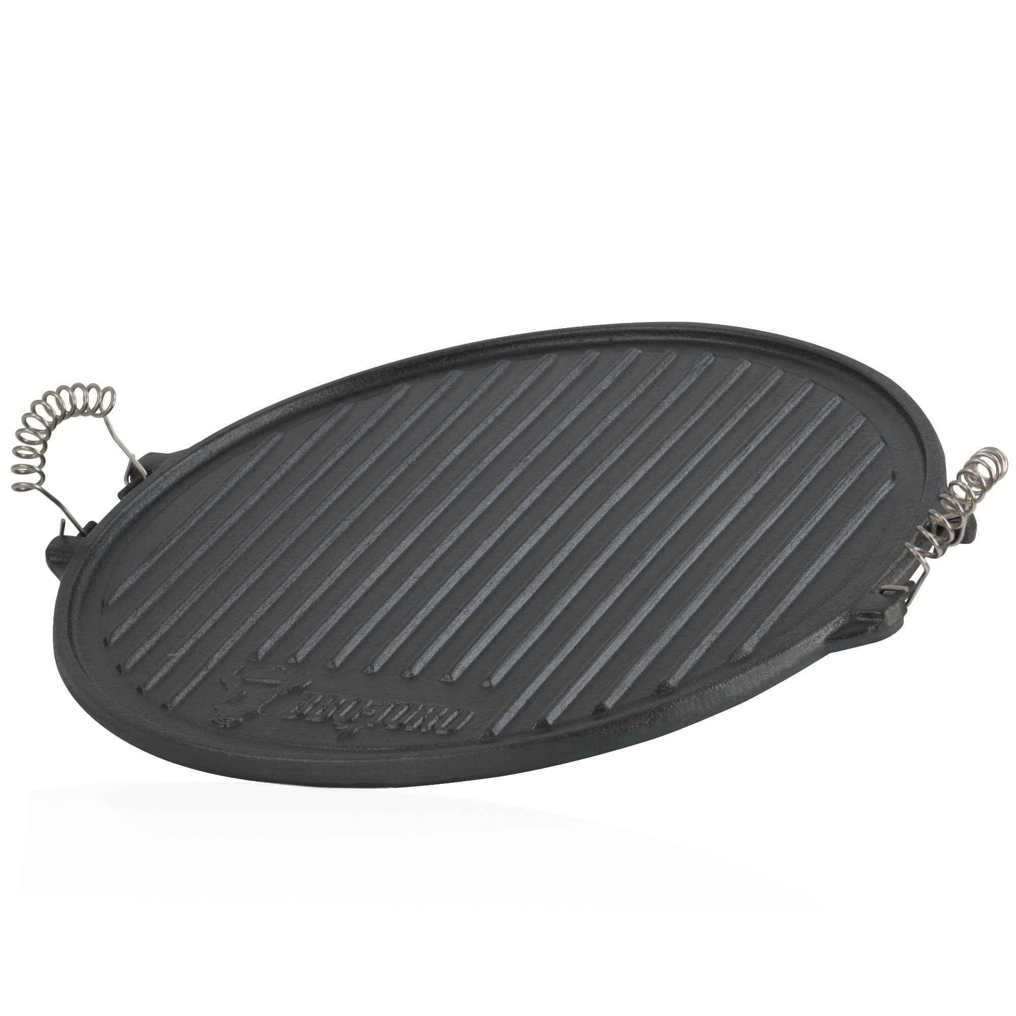 BBQ-TORO Plaque à grillades ronde réversible - En fonte - Diamètre de 43 cm - Déjà culottée - Prête à l'emploi- pour cheminée barbecue