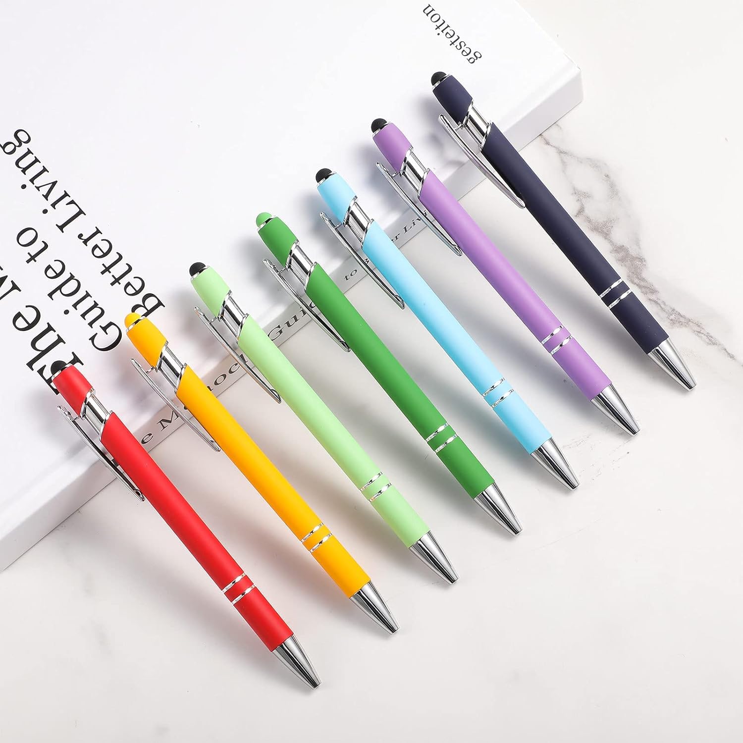 Kugelschreiber mit Eingabestift, 2-in-1-Kugelschreiber für Touchscreens, 2-in-1 Dankesstift, Geschenk für Kollegen, Kollegen, Büro, 100 Stück (mehrfarbig)