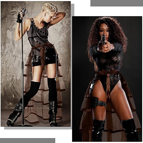 Miniatura 5 de Falda steampunk con lazo en el busto, cinturón victoriano, tutú de encaje, falda debajo de la falda, accesorio de disfraz de Halloween para mujer