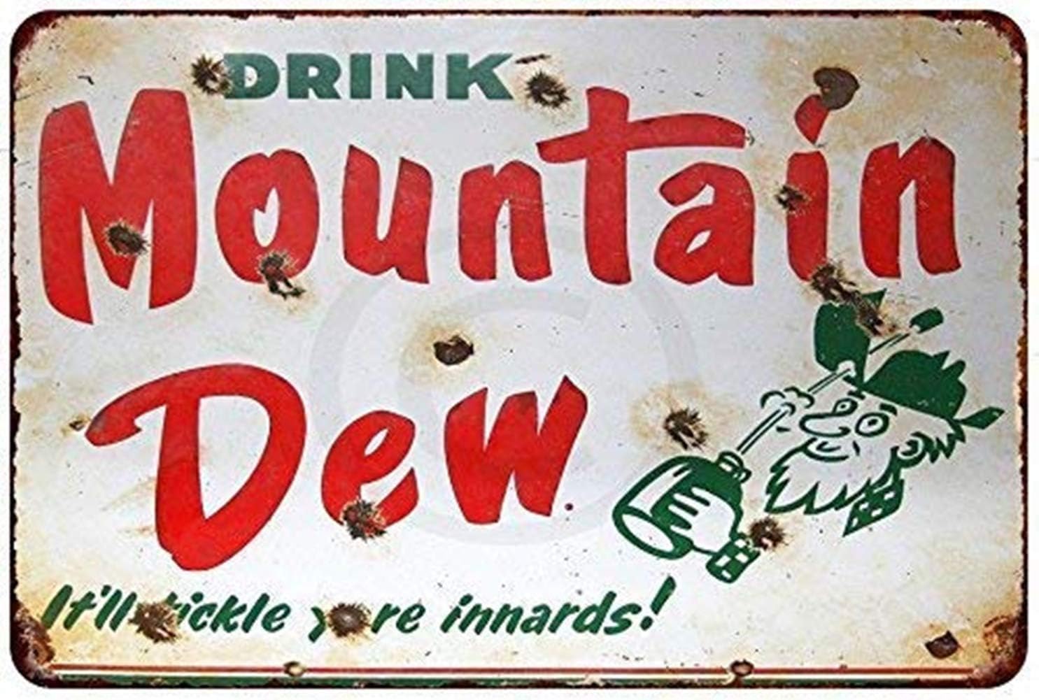 JTOSMFNA Drink Mountain Dew Soda Metal Sign Laundry Decoration Sign Bathroom Home Decoration Art Sign 8x12Inches (DM62)