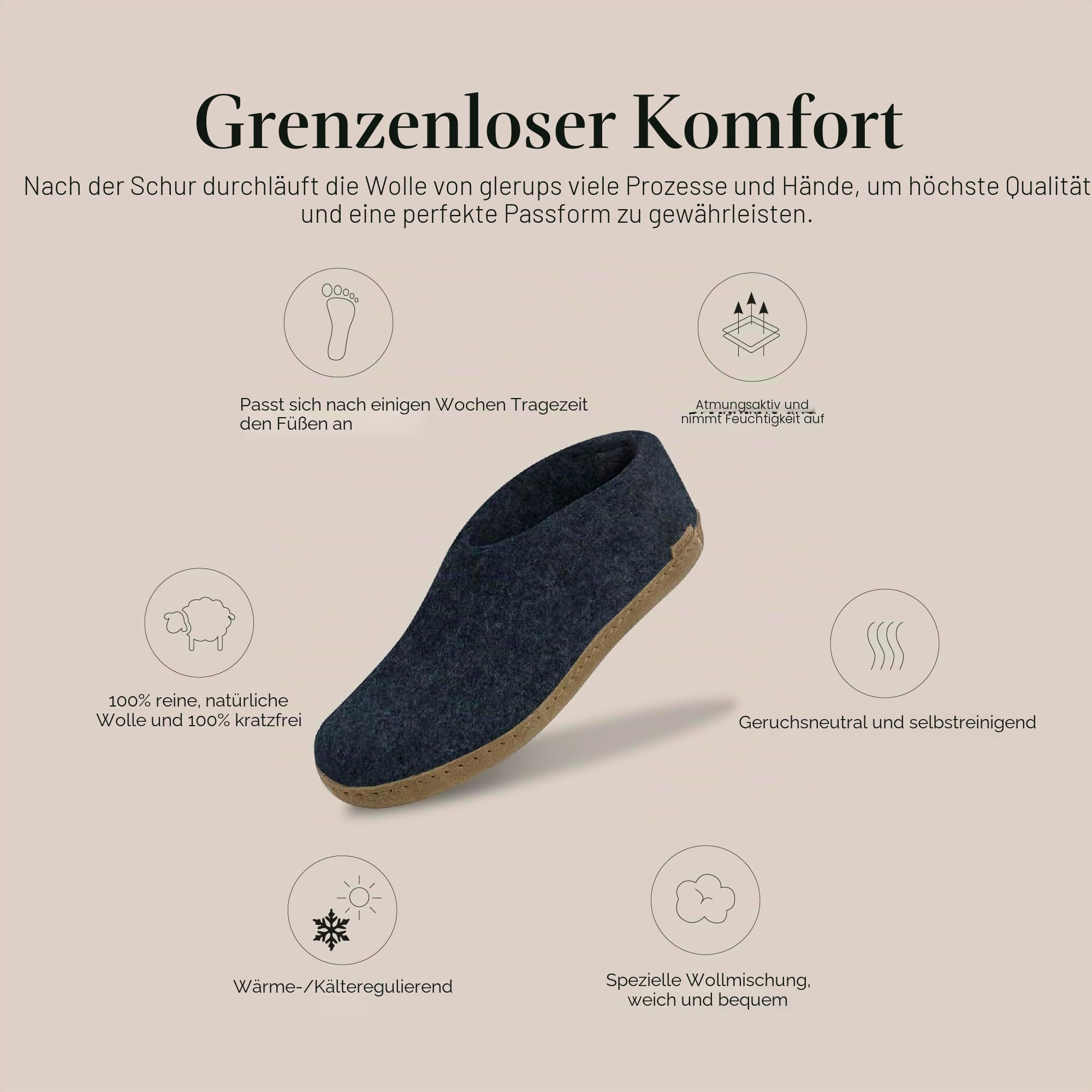 Glerups dk A Shoes Unisex-Erwachsene Filz-Hausschuh, Damen,Herren Huettenschuhe,Filz-Schuhe,Filz-Pantoffel,Pantoletten,Puschen Blau, 45 EU / 10.5 UK