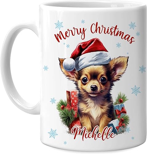 Vista 132 de Hyturtle Regalos personalizados para amantes de las ardillas, con sombrero de Papá Noel, taza de café de cerámica con nombre personalizado, taza