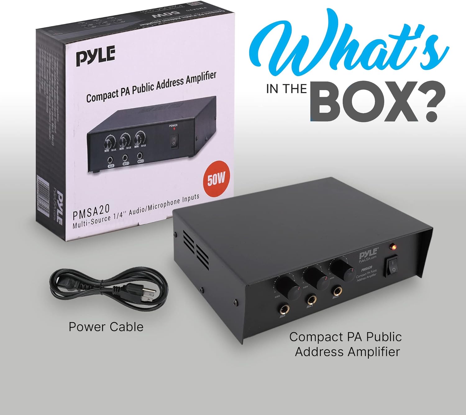 Best Quality 🔥 Compact Mini Public Address Amplifier - 50W Home Power Audio Sound PA Receiver System w/ AUX, 2 Microphone Inputs, Independent Volume Control, Power Cable, For 4 to 8ohm Speakers - Pyle PMSA20 Black 🔥 Cashback up to 70% Compact Mini Public Address Amplifier - 50W Home Power Audio Sound PA Receiver System w/ AUX, 2 Microphone Inputs, Independent Volume Control, Power Cable, For 4 to 8ohm Speakers - Pyle PMSA20 Black