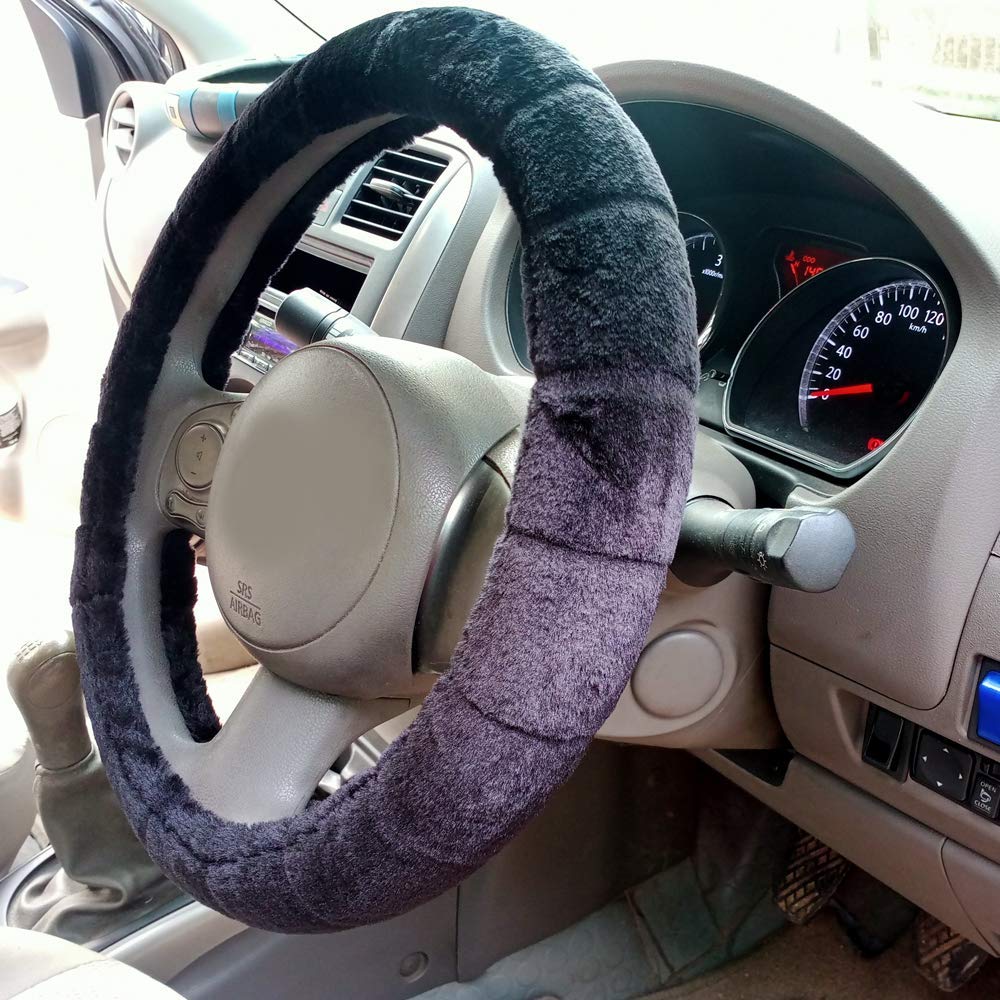 Car Steering Wheel Cover - Odorless, Warmer Hands in Winter, Cooler Hands in Summer (Black, Medium) - (Black)-image-12