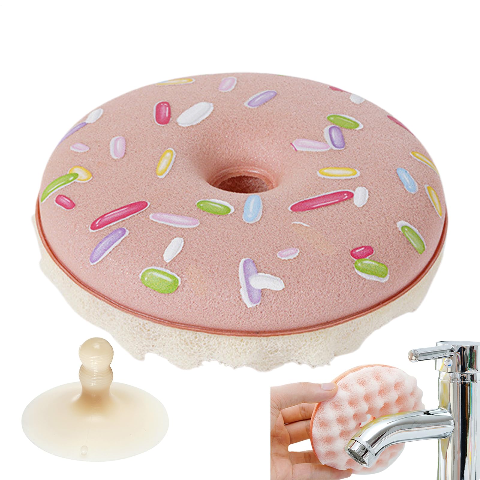Donut - Multifuncional Reutilizable Accesorios para el Hogar,Ollas Sartenes Rascador de Limpieza Sin Araño,Adecuado para Ducha Lavabo Vajilla Encimeras Azulejos Y Fregadero