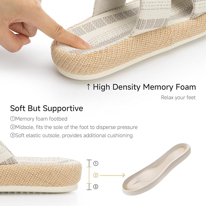 Chantomoo Pantuflas Mujer Memory Foam Punta Abierta Casa miniatura 2