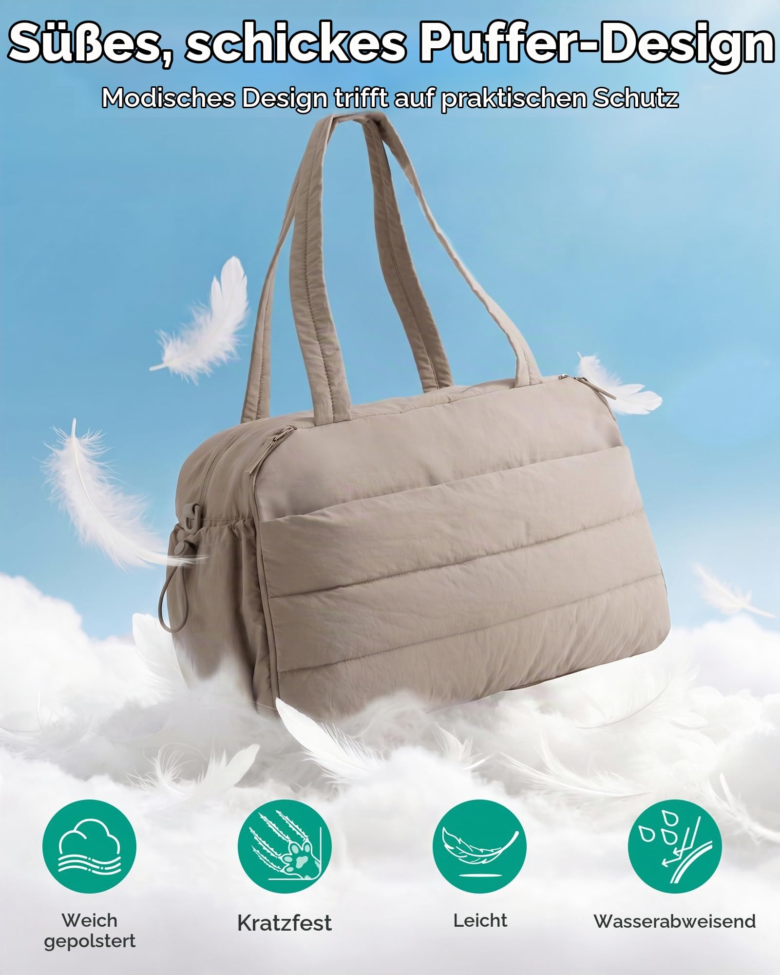 BAGSMART 2 Set Sporttasche Damen, Yogatasche mit Flaschenhalter, Kamel