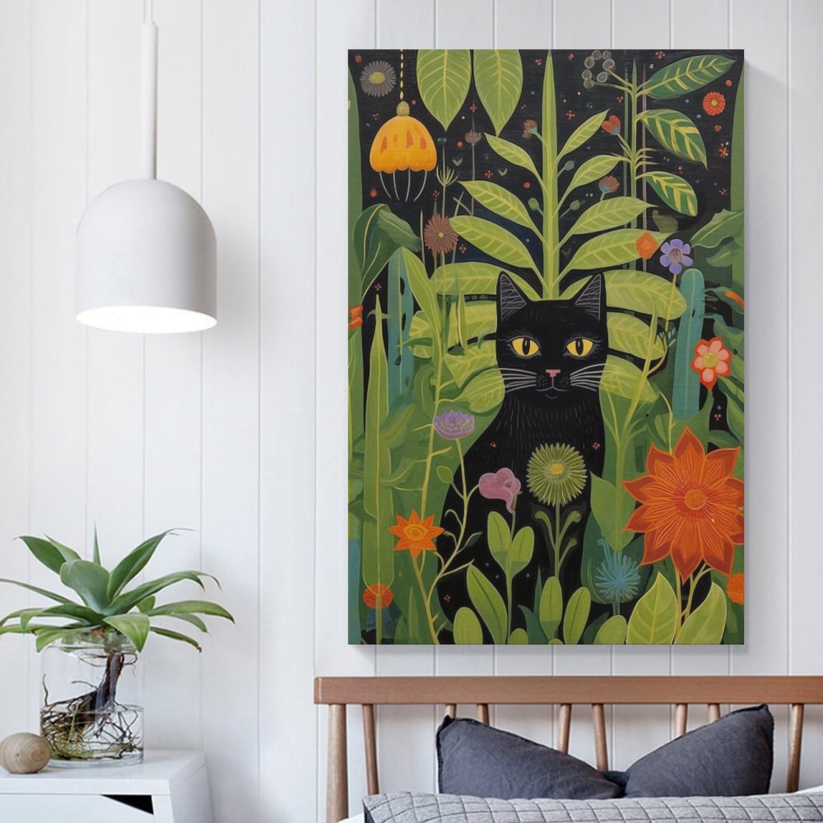 Quadro Da Parete O Da Tavolo KUSTOM ART – Gatto In Stile Yayoi Kusama, Stampa Laser Su Legno MDF 30x21 Cm