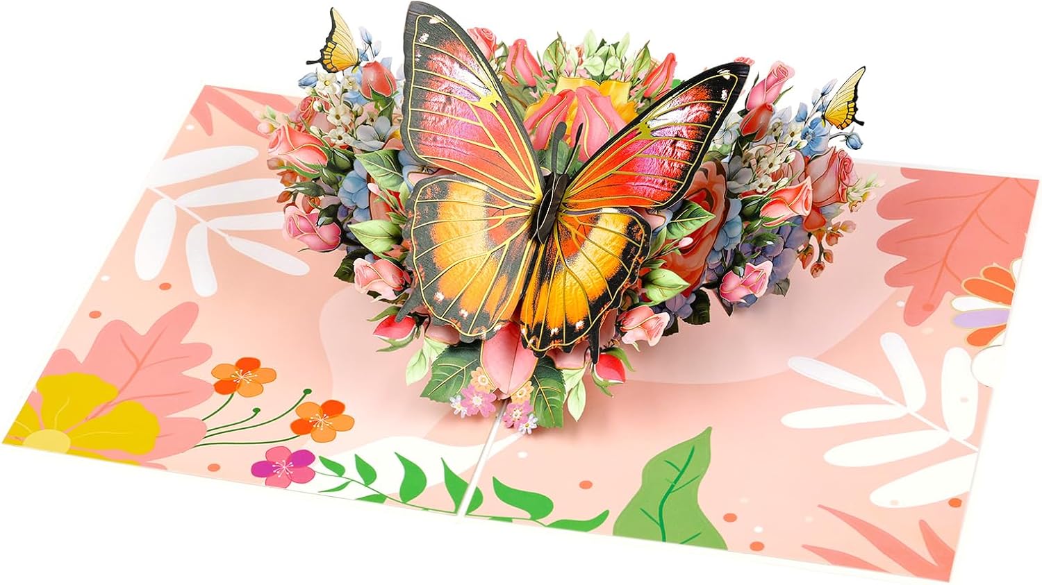 YooxArmor 3D Pop Up Butterfly Flower Greeting Card, Funny Handmade Card for Mother, Wife, Friend, Happy Birthday ThankYou Card with Envelope for All Occasions (Pink) image 2