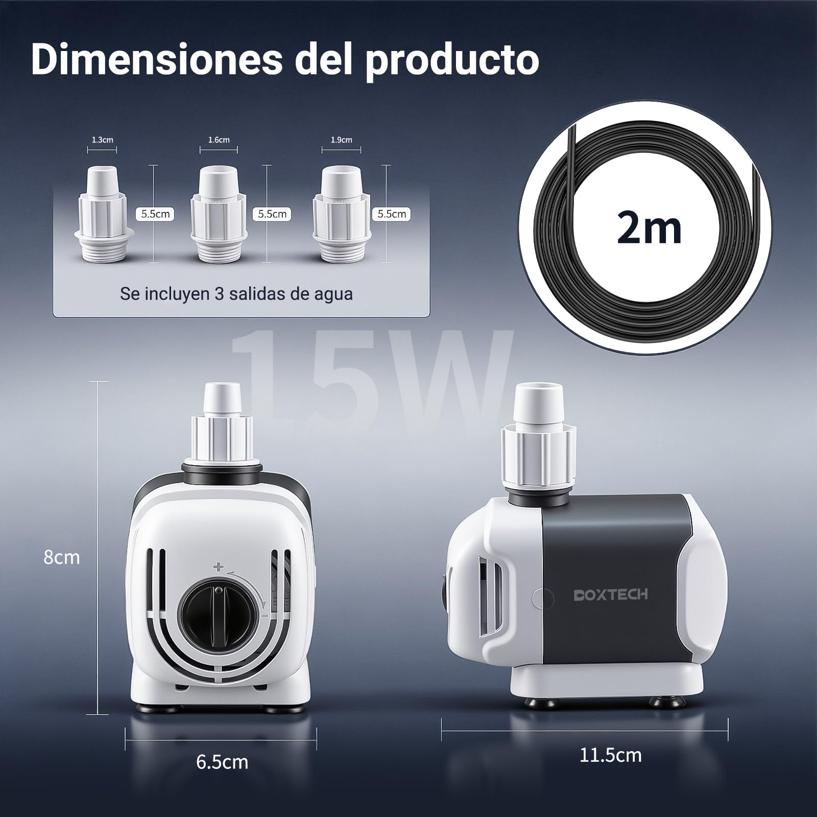 Boxtech Pompes à eau pour aquarium 15 W (BT-P01)