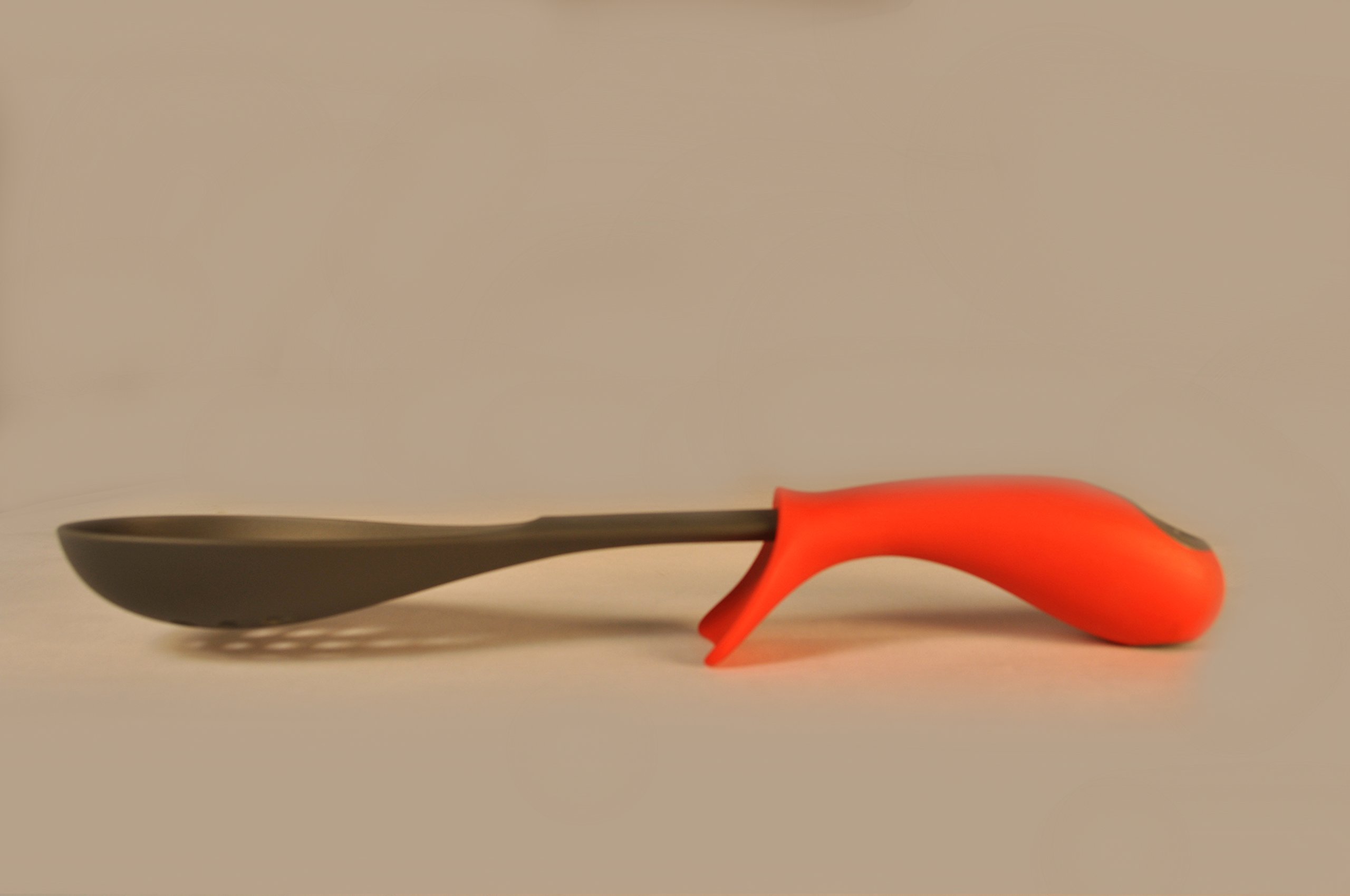 Uniware Professional Non-stick Kitchen Gadgets with Weighted Handle and Integrated Tool Rests (Slotted Spoon, Red)