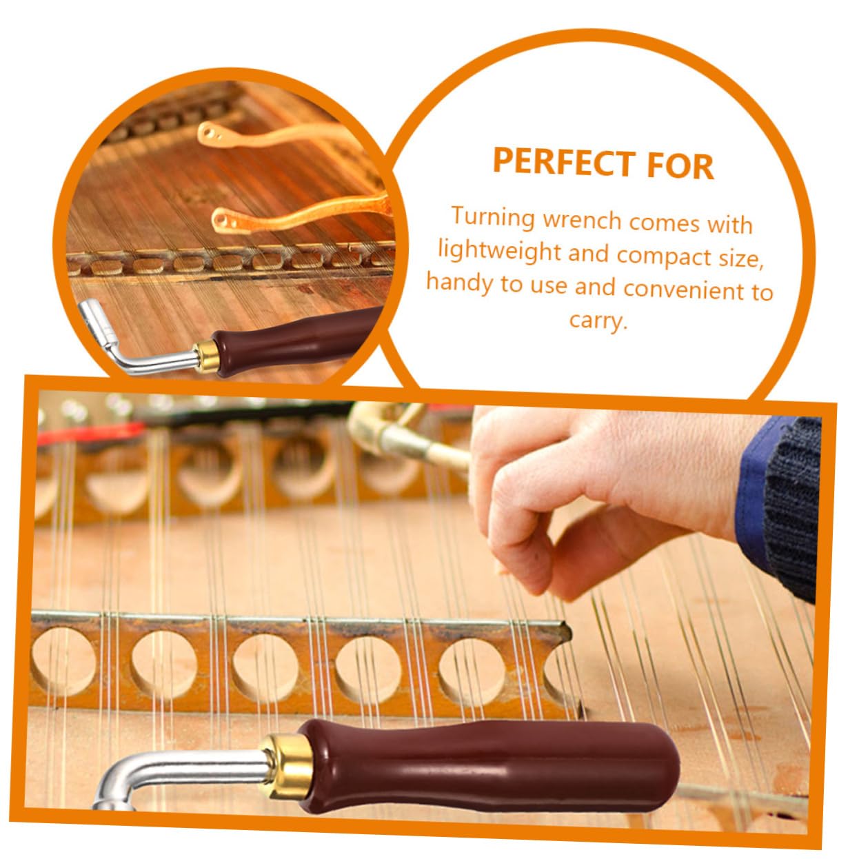 VICASKY 2pcs Tuning Wrenches Professional Dulcimer Tuning Tool Melody Hammer for Harp Piano