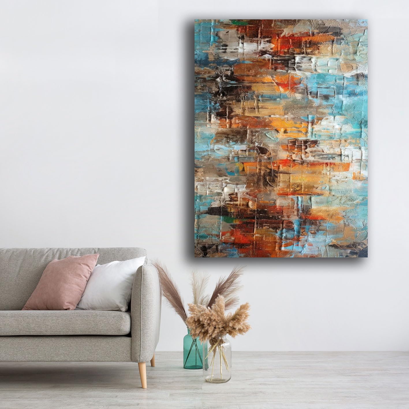 Printerland Quadro Moderno Soggiorno Verticale Astratto Industrial Quadri moderni da Parete XXL grande Stampa su tela Canvas Decorazione Murale muro Arredo Camera da letto Cucina (70x100 cm, 9)
