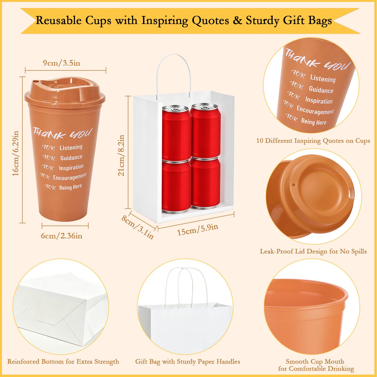 Set da 50 pezzi/10 set di regali di apprezzamento per dipendenti, include tazze da caffè riutilizzabili, quaderni, penne, carte, borse, regali di ringraziamento per colleghi, squadra, insegnanti