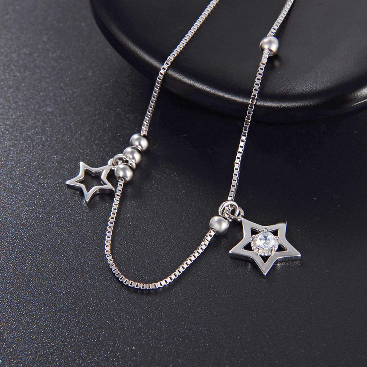 cavigliera Versione Coreana di Gioielli in Argento Sterling 925 cavigliera Femminile Semplice Catena del Piede, Regali di Compleanno