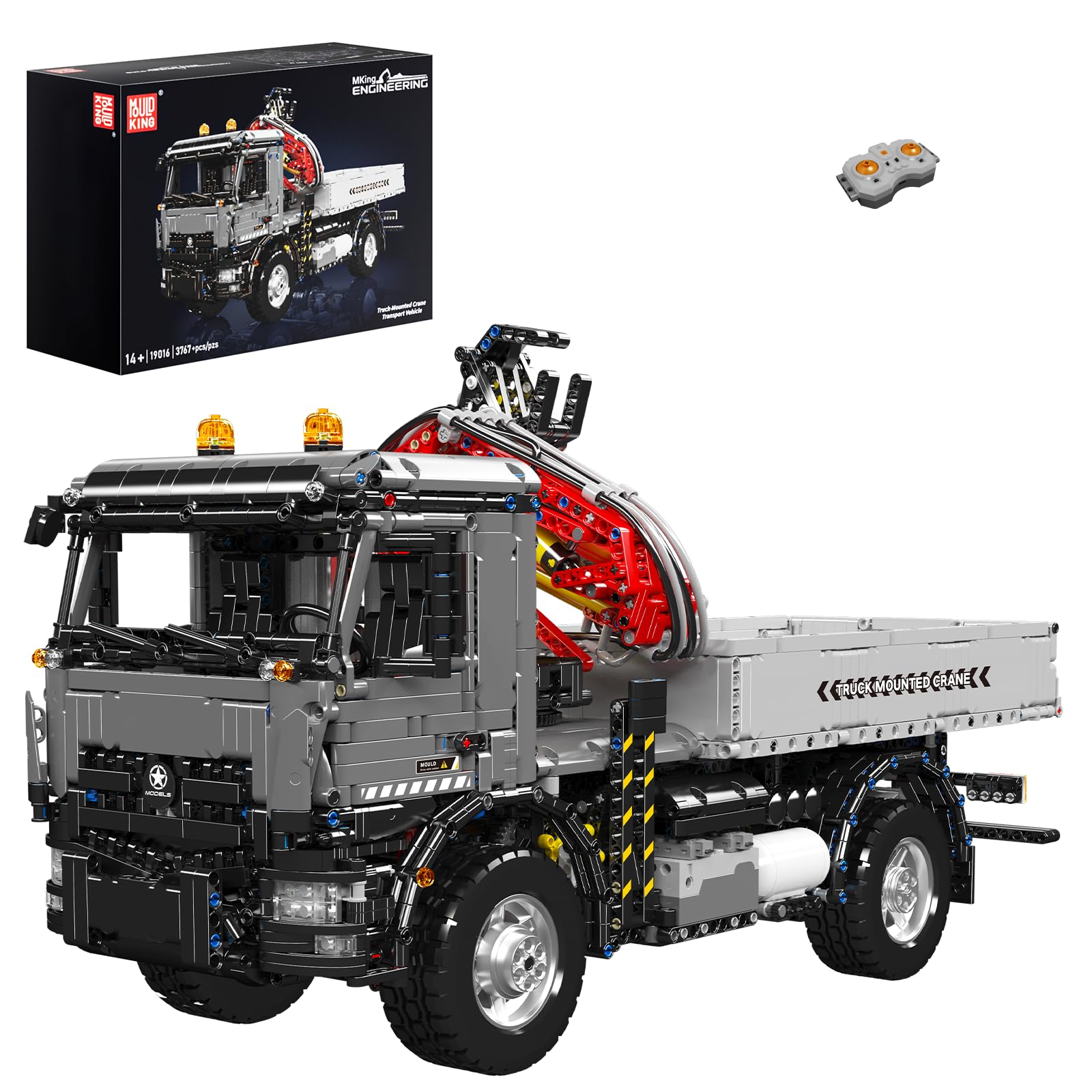 Mould King RC Kranwagen Bauset 3767 Teile, Ferngesteuerter Kran-LKW mit Motor - Technik-Baukasten für Erwachsene & Jugendliche ab 14 (19016)