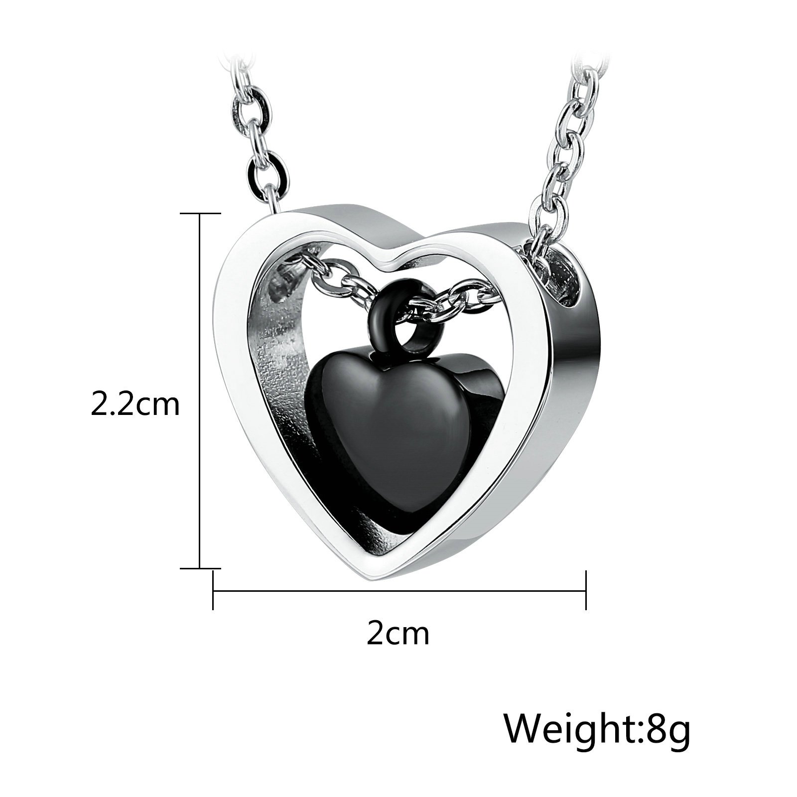 Beydodo Collier urne en forme de cœur en acier inoxydable Doré/argenté/noir