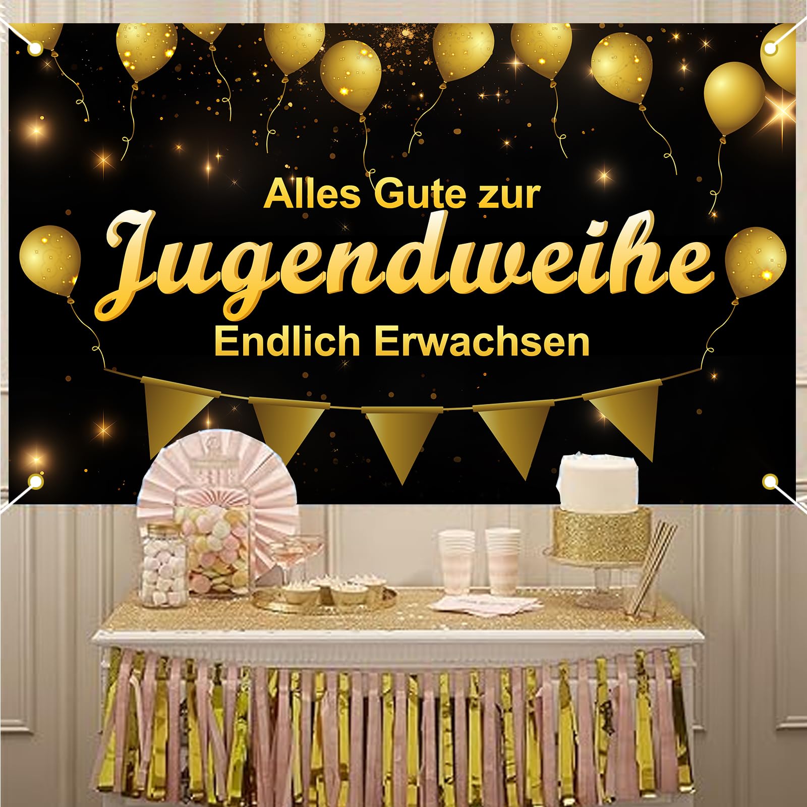 Jugendweihe Banner 180x110cm - Bunte Partydekoration Mit Aufhängung