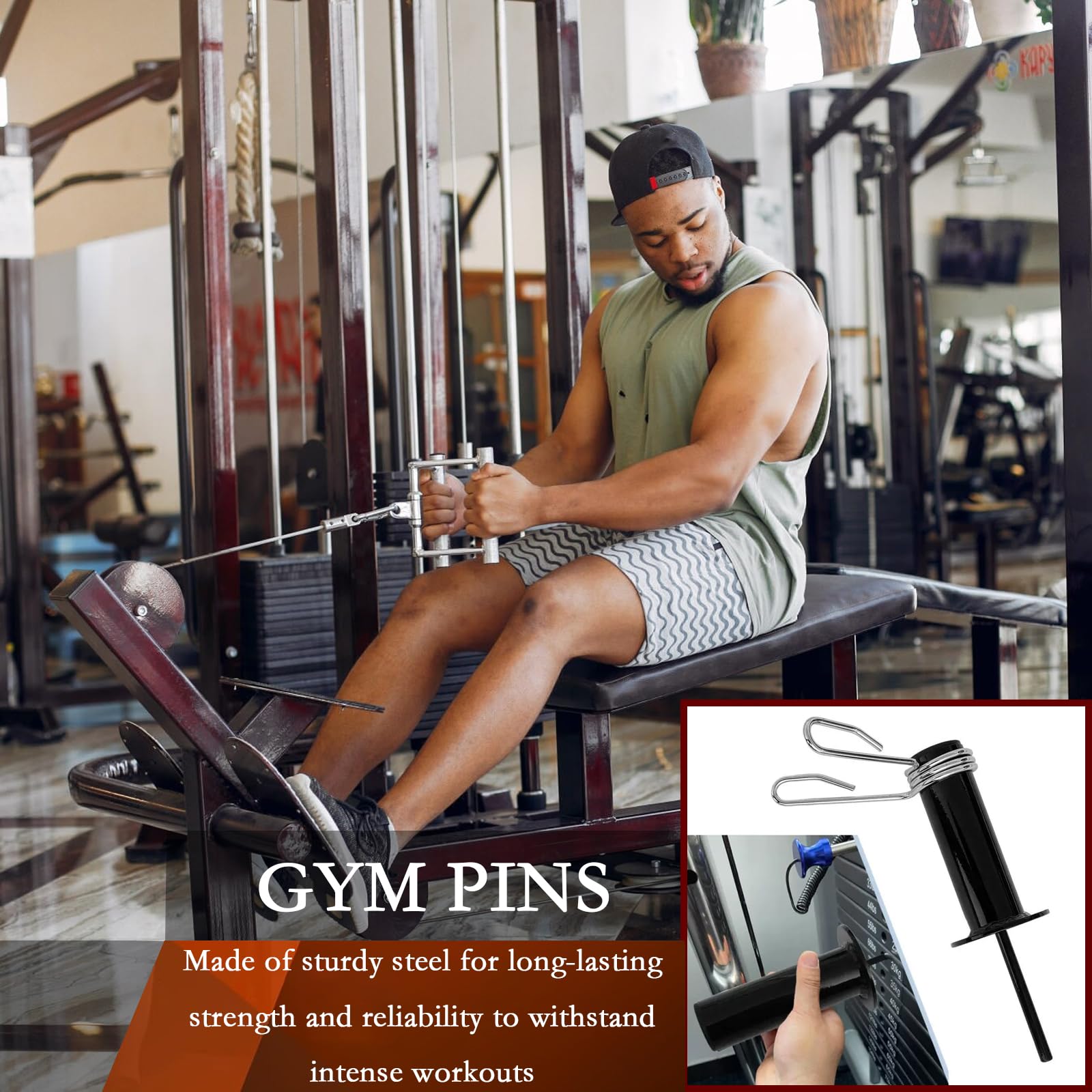 Gym Pin in Acciaio per Pesi Aggiuntivi, Perno Pesi Palestra 10 mm con Anello di Blocco, Spina per Stack di Pesi, Pin Fitness Metallo Compatibile (110 mm di Lunghezza)