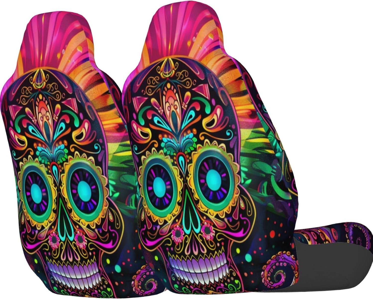 Sugar Skull Octopus Tentacle 2 Pcs Car Seat Covers Set Vehicle Front Seat Protector Auto Interior Accessories Protetors Car Mat Covers Universal fit Most Car SUV Van Truck