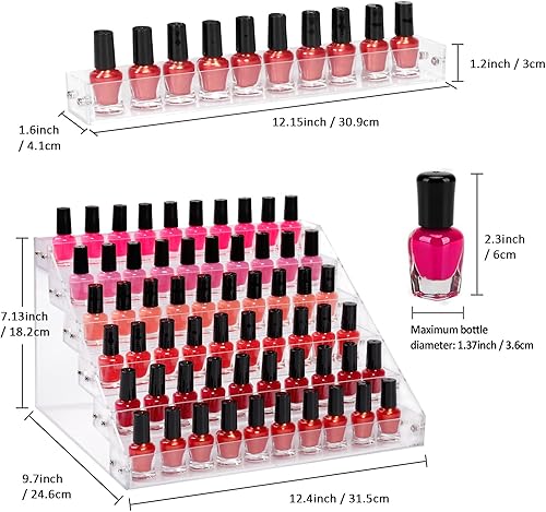 Miniatura 6 de AumVum Estante organizador de esmalte de uñas de 6 niveles, soporte acrílico para pintura de uñas, tinta de tatuaje, aceite esencial, almacenamiento