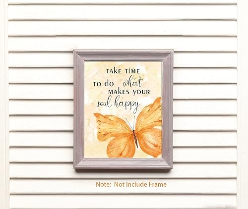 Miniatura 5 de XUOIAYNB Impresión artística con cita inspiradora de mariposas en acuarela, diseño moderno de mariposas de jardín con tipografía diciendo, lienzo