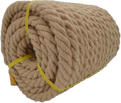 Miniatura 2 de Cuerda de yute 100% natural trenzada de cáñamo marrón Manila (100 pies 1 pulgada) para manualidades, muelle, paisajismo decorativo, escalada,