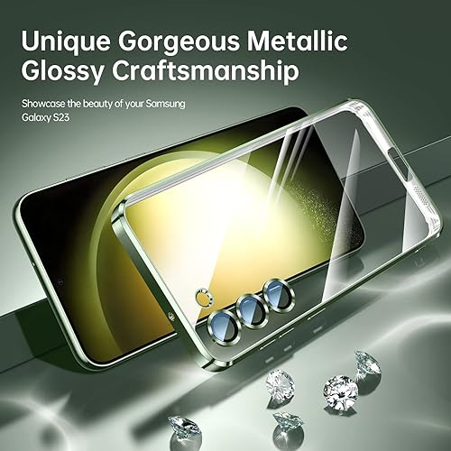 Miniatura 2 de Funda para Samsung Galaxy S23 con protección completa de la cámara, [15 veces antiamarillamiento] [parachoques suave metálico brillante ], funda de