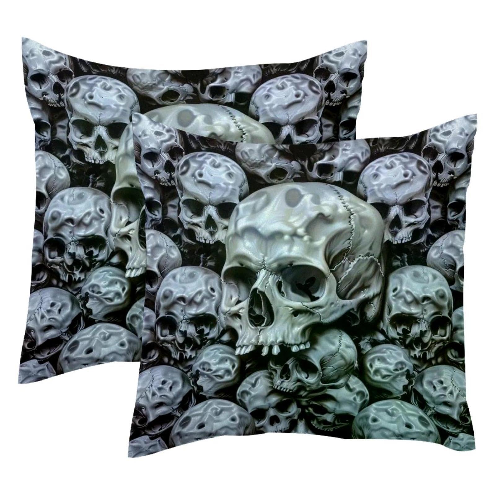 Housse de coussin velours crâne 50x50 cm lot de 2 pour une déco salon audacieuse