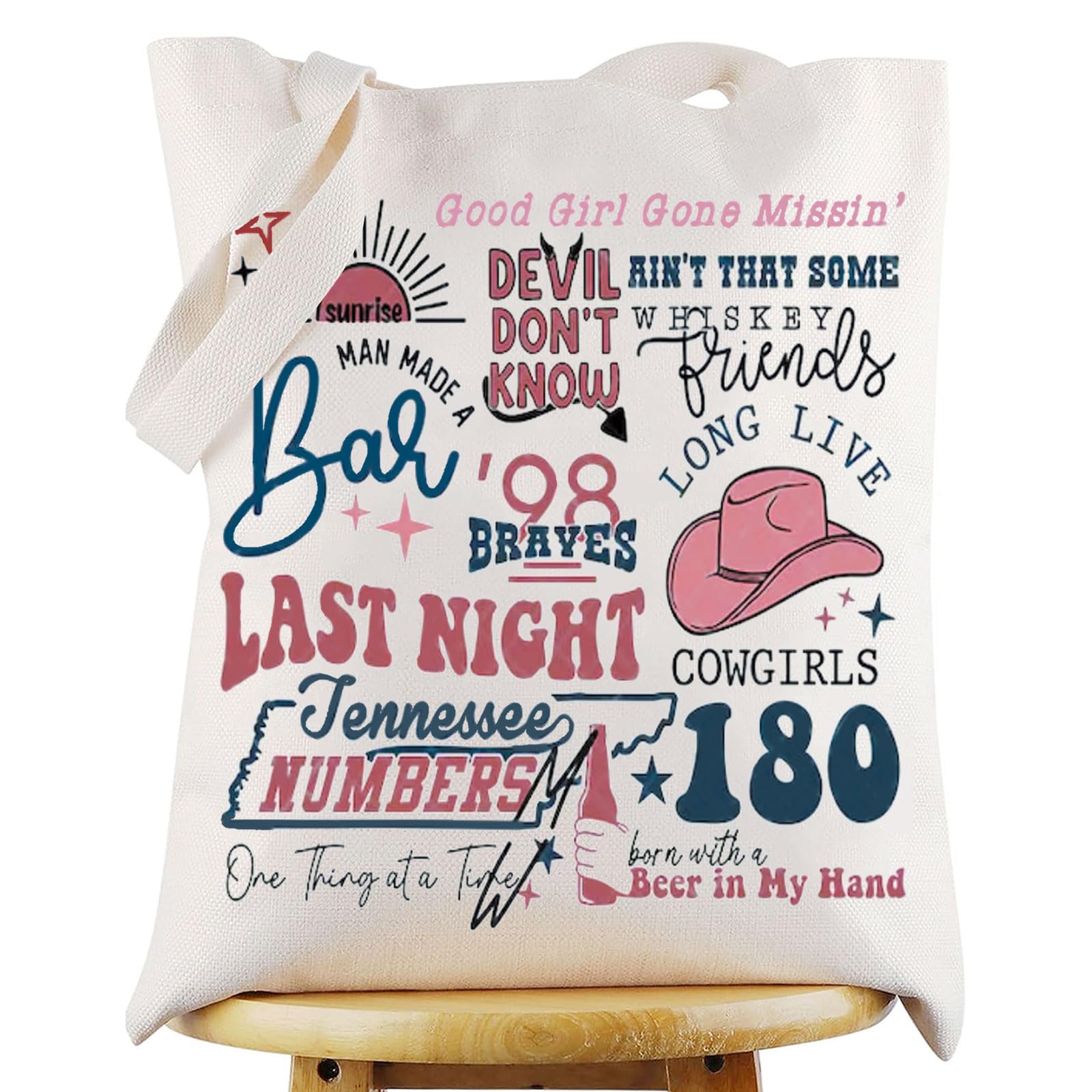 WZMPA Country Music Tote Bag One Last Night Album Gift Singer Lyric Reusable Grocery Bag Singer Merchandise