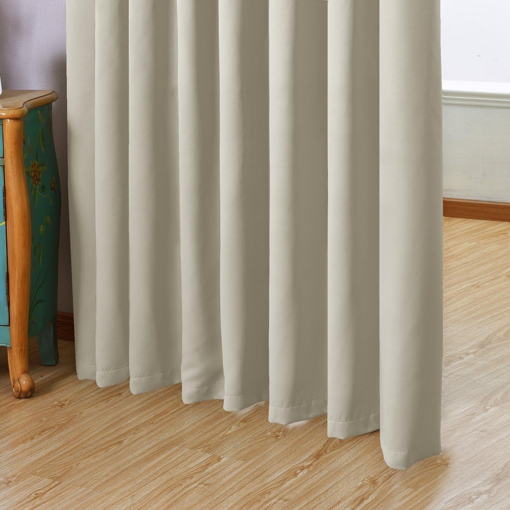 Turquoize Extra Wide Room Darkening Patio Door Curtains - Thermal Blackout Grommet Room Divider, 1 Panel (100W x 84L Inches, Cream Beige)