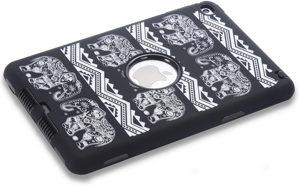 iPad Mini 4 Case A1538/A1550, Hocase Rugged Hybrid Double Layer Shockproof Protective Hard Rubber Case for Apple iPad Mini 4 Retina - Elephant/Black