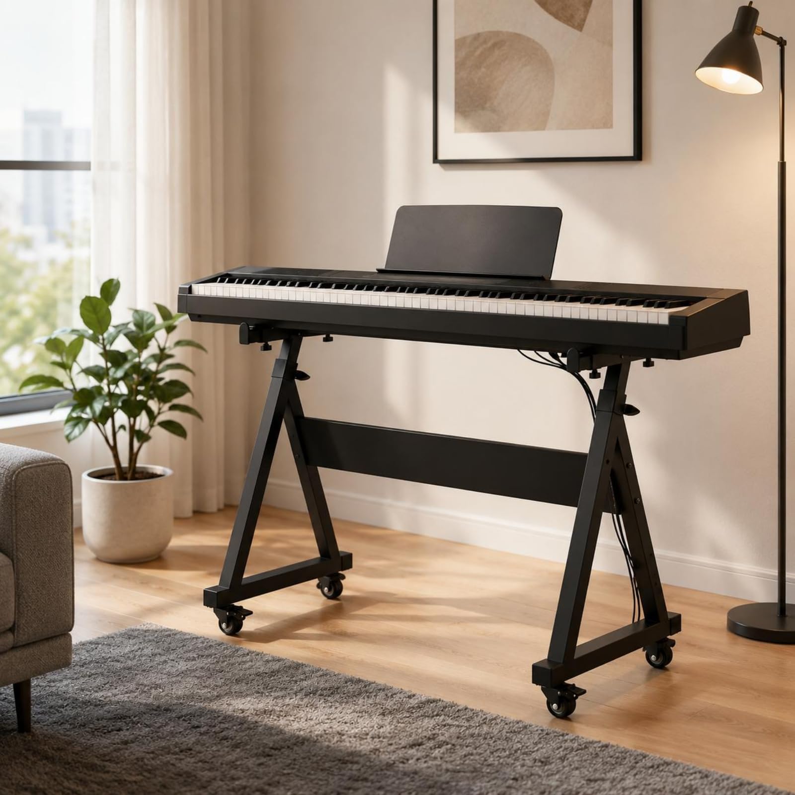 Z-förmiger Keyboardständer Metallrahmen schwarzer Keyboardständer schwerer Rahmen Musikinstrumentenständer