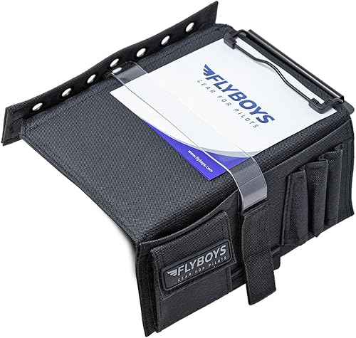 FlyBoys Classic Kneeboard for Pilots – Leg Strap, Flexible Clipboard, Eyelet Strip – General Aviation & EFB Compatible – Black Negro -,Azul,Verde