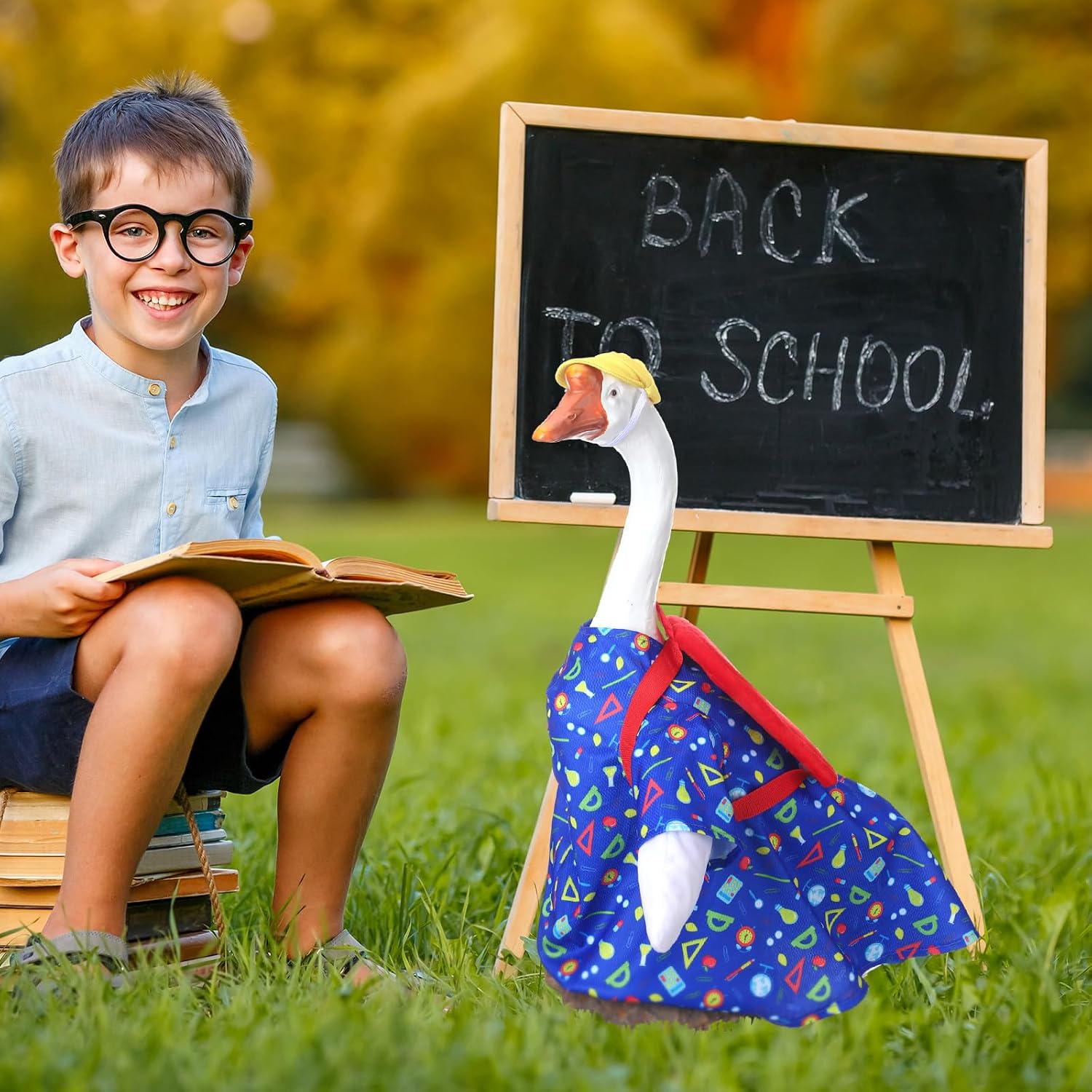 Cutecrop 23" Back to School Porch Goose Outfit for Cement Statue image 5
